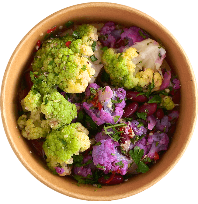 Colored cauliflower salad